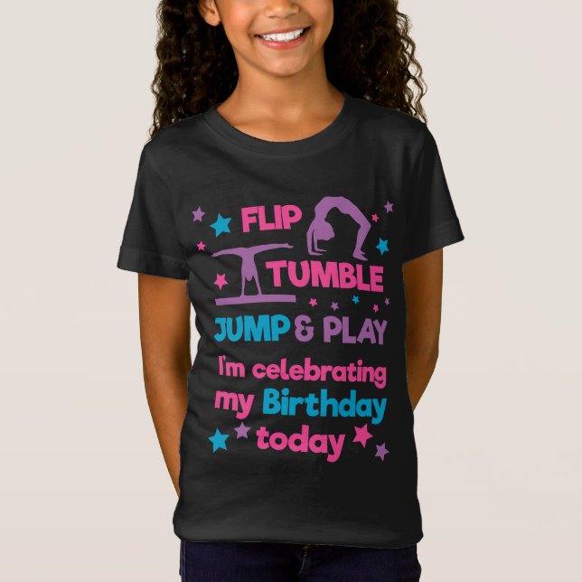 Girl's Gymnastics Birthday Party T-Shirt (Front)