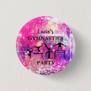 Girls Gymnastics Birthday Rustic Sparkle Custom 3 Cm Round Badge