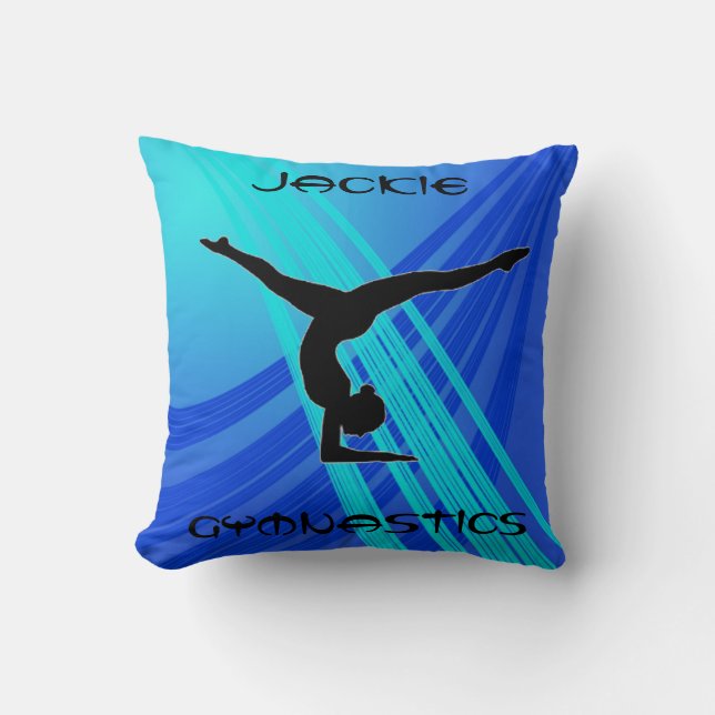 Girls Gymnastics Blue Abstract    Cushion (Front)