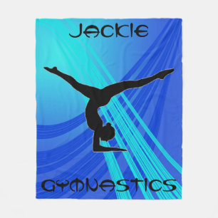 Girls Gymnastics Blue Abstract Fleece Blanket