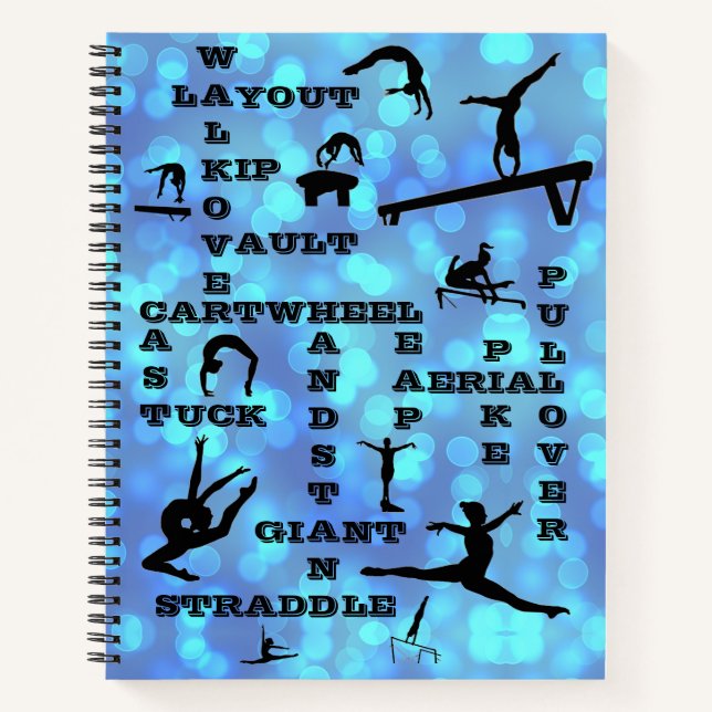Girls Gymnastics Blue Crosswords Notebook (Front)