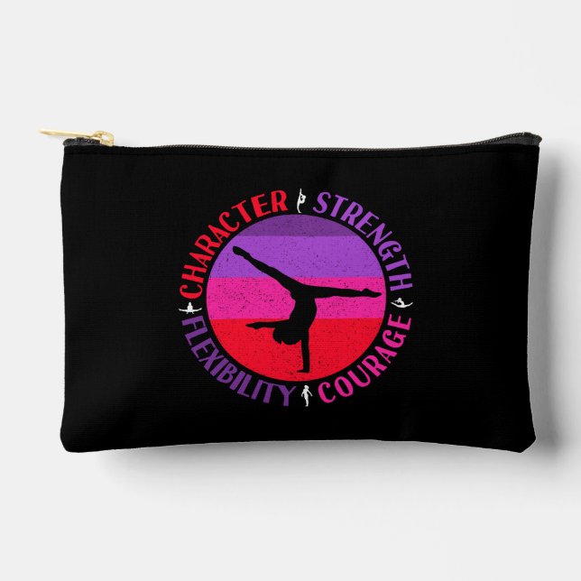 Girls Gymnastics Character Strength Courage Accessory Pouch (Front)
