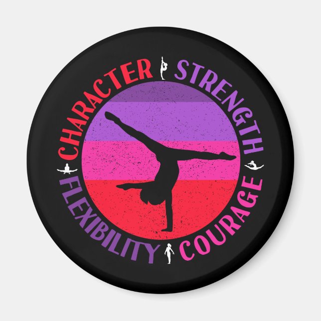 Girls Gymnastics Character Strength Courage Magnet (Front)