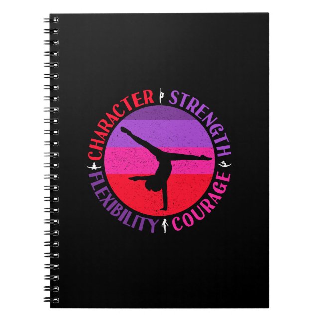 Girls Gymnastics Character Strength Courage Notebook (Front)