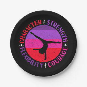 Girls Gymnastics Character Strength Courage Paper Plate