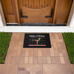 Girls Gymnastics Christmas Elf Doormat