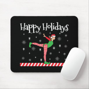 Girls Gymnastics Christmas Elf Mouse Pad