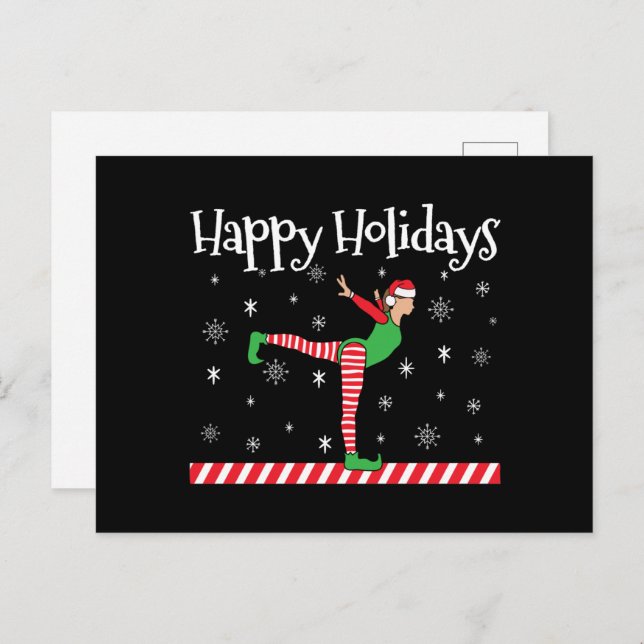 Girls Gymnastics Christmas Elf Postcard (Front/Back)