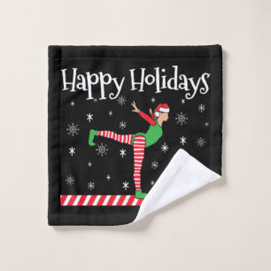 Girls Gymnastics Christmas Elf Wash Cloth