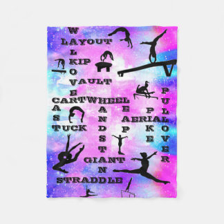 Girls Gymnastics Crosswords Skills Fleece Blanket