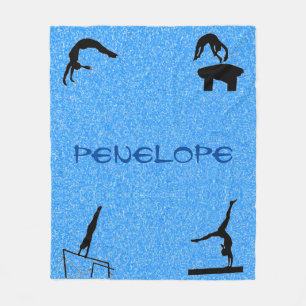 Girls Gymnastics Events Blue Glitter Blanket