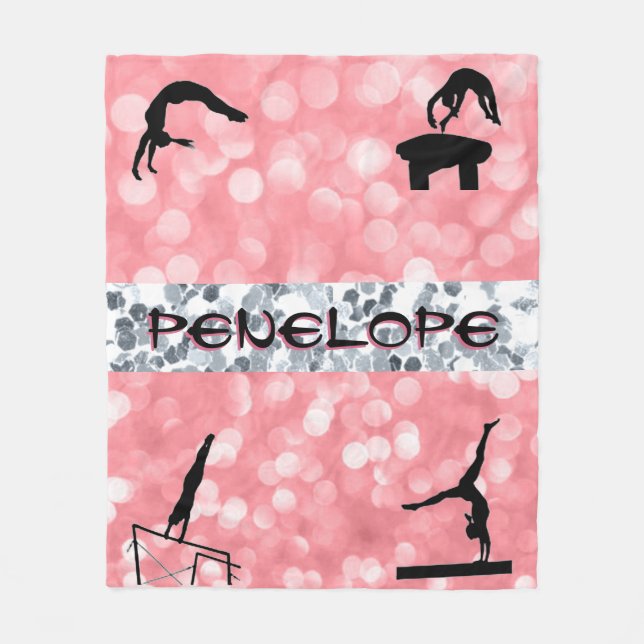 Girls Gymnastics Events Glitz and Glam Fleece Blanket (Front)