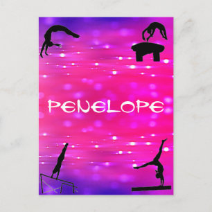 Girls Gymnastics Events Pink / Purple Postcard
