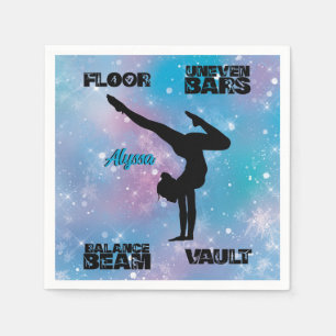 Girls Gymnastics Floor, Bars, Beam, Vault Pastel Napkin