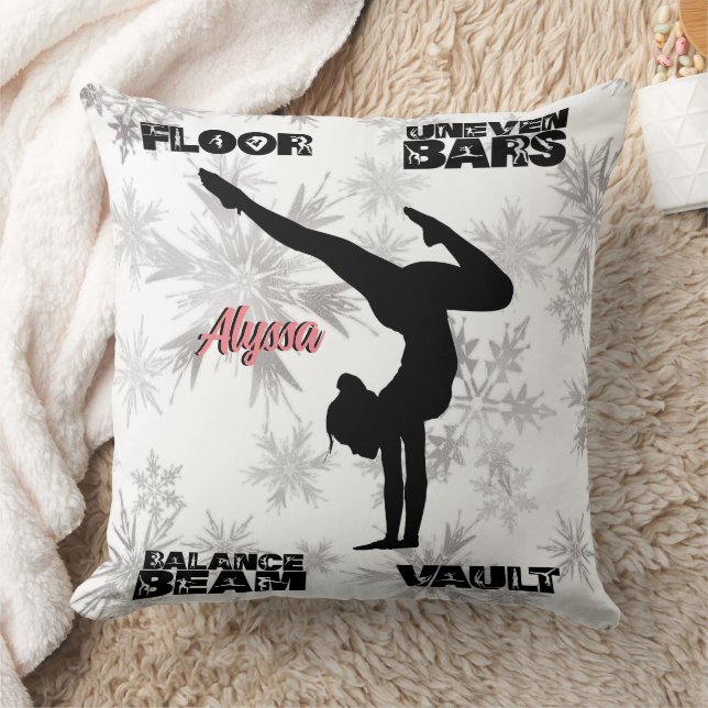 Girls Gymnastics Floor, Bars, Beam, Vault Winter   Cushion (Blanket)
