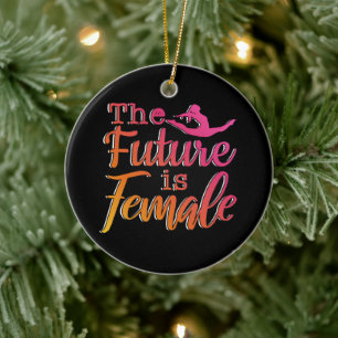Girls Gymnastics - Future is Female Quote Ceramic Tree Decoration