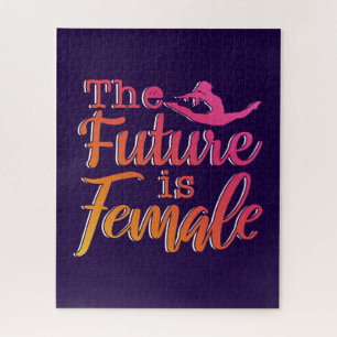 Girls Gymnastics - Future is Female Quote Jigsaw Puzzle