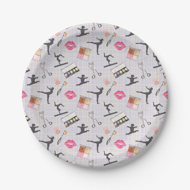 Girls Gymnastics - Girly Makeup Paper Plate (Front)