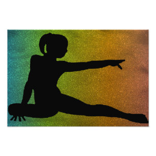 Girls Gymnastics Glitter Photo Enlargement Print