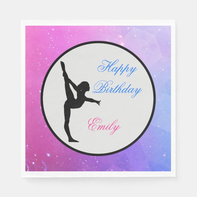 Girls Gymnastics Happy Birthday Napkins (Front)