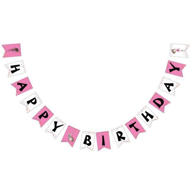 Girls Gymnastics Happy Birthday Pink Rainbow  Bunting (All)