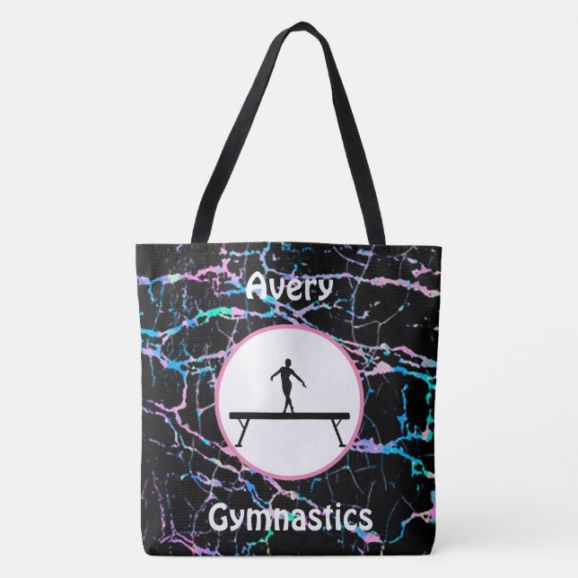 Girls Gymnastics Hologram Balance Beam Tote Bag (Front)