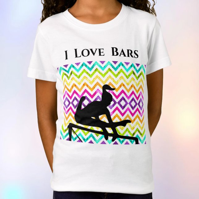 Girls Gymnastics I Love Bars Chevron T-Shirt (Girls Gymnastics I Love Bars Chevron T-Shirt)