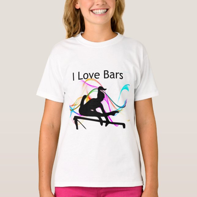 Girls Gymnastics I Love Bars Gymnast T-Shirt (Front)