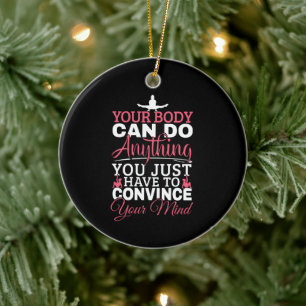 Girls Gymnastics Mindset Quote - Do Anything Ceramic Tree Decoration