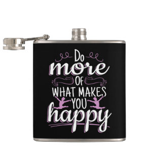 Girls Gymnastics - Motivational Happy Quote Hip Flask