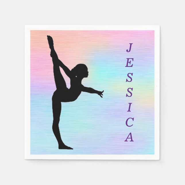 Girls Gymnastics Pastel Paper Napkins (Front)