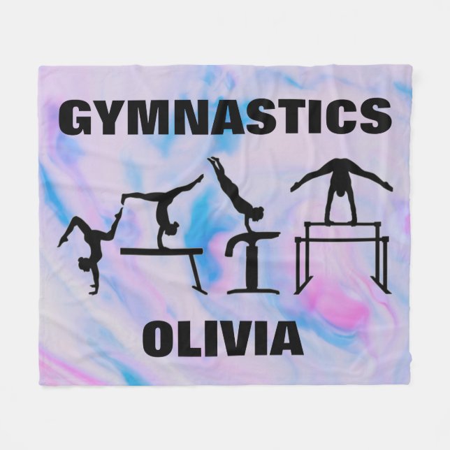 Girls Gymnastics Pastel Swirls Fleece Blanket (Front (Horizontal))