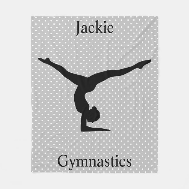 Girls Gymnastics Polka Dot Fleece Blanket (Front)