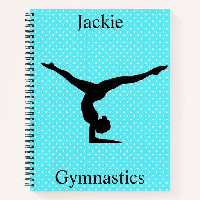 Girls Gymnastics Polka Dot Spiral Notebook (Front)
