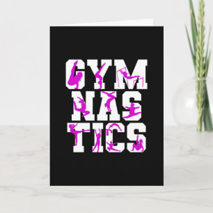 Girls Gymnastics Purple Silhouette Word Art Card