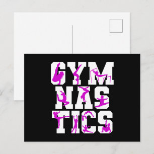 Girls Gymnastics Purple Silhouette Word Art Postcard