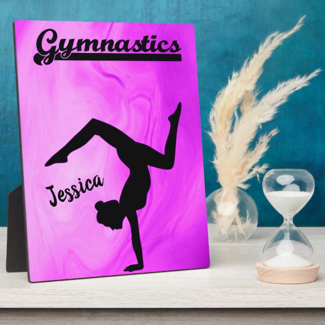 Girls Gymnastics Purple Swirl Personalised    Plaque (Side)