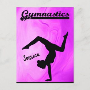 Girls Gymnastics Purple Swirl Personalised Postcard