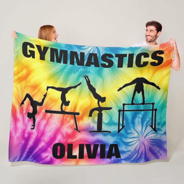Girls Gymnastics Rainbow Swirls Fleece Blanket (In Situ)