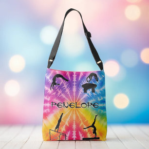 Girls Gymnastics Rainbow Tie-Dye Crossbody Bag