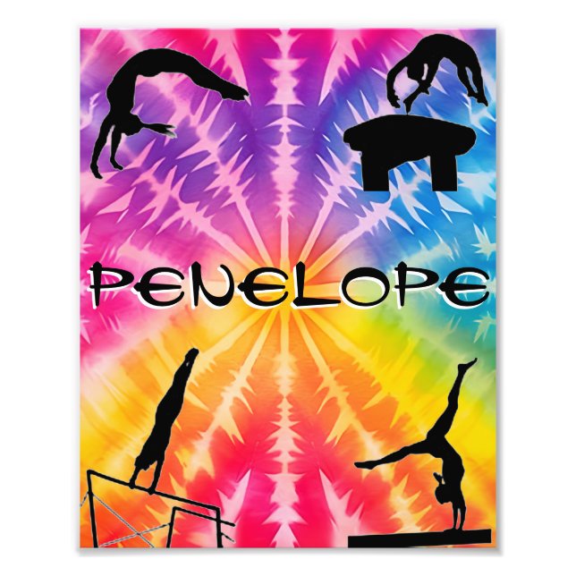 Girls Gymnastics Rainbow Tie-Dye Photo Print (Front)