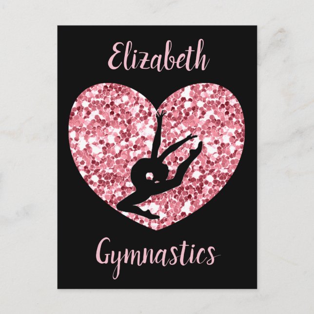 Girls Gymnastics Rose Gold Personalised Postcard (Front)