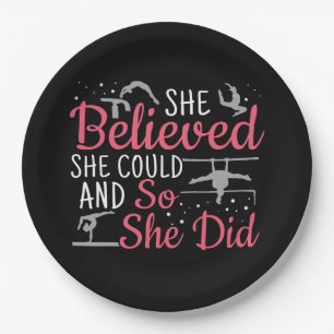 Girls Gymnastics - She Believed She Could Paper Plate
