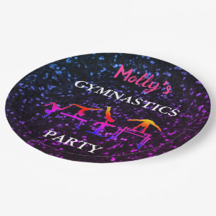 Girls Gymnastics Sparkle Birthday Party Custom Paper Plate