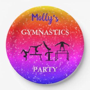 Girls Gymnastics Sparkle Birthday Party Custom Paper Plate