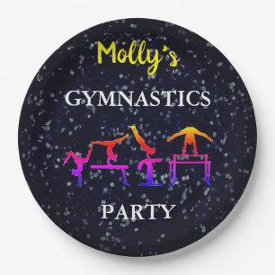 Girls Gymnastics Sparkle Birthday Party Custom Paper Plate