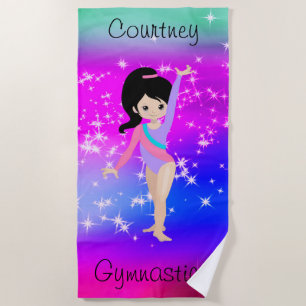 Girls Gymnastics Sparkle Gymnast in Leotard Beach Towel