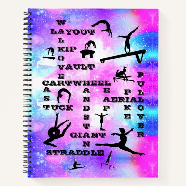 Girls Gymnastics Spiral Notebook with Her Name (Front)