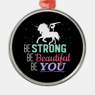 Girls Gymnastics Unicorn - Be Strong Beautiful You Metal Tree Decoration