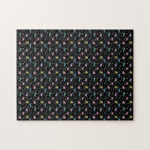 Girls Gymnastics Women Gymnasts with Stars Jigsaw Puzzle